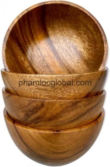 Wood Bowl for Food, Salads, Snacks, Nuts, Appetizers, Candy, Nut Mixes, Rustic Durable Hand Crafted Natural