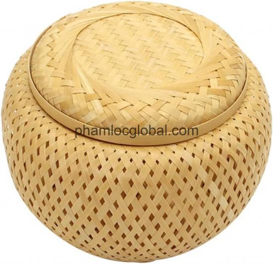 Fruit Snacks Decorative Tray Woven Tea Basket Food Serving Baskets with Lid Tea Leaf Storage Basket Woven Wicker Basket Round Woven Wicker Basket Log Color Woven Baskets Food Containers