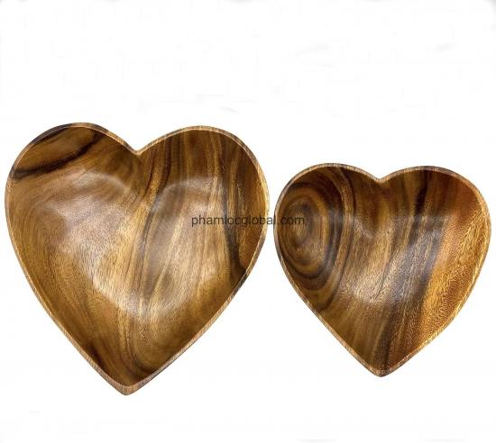 Wooden Bowl, Decorative Heart Shaped Server for Food, Salad, Nut Mixes, Versatile, Use as a Jewelry
