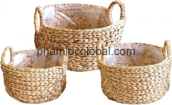 Water Hyacinth Storage Baskets, Handwoven Wicker Storage