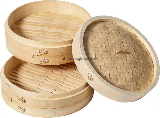 Bamboo Steamer Basket for Cooking Chinese Food Rice Vegetable Dim Sum Dumpling Buns Chicken Meat Seafood Steamer