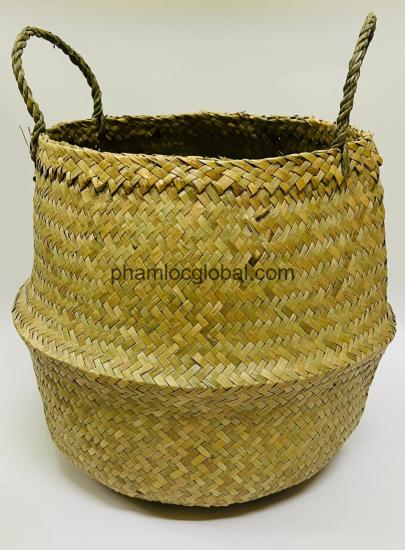 Seagrass Hand Woven Belly Basket for Storage Basket, Laundry, Picnic, Plant Pot Cover, Beach and Grocery Basket