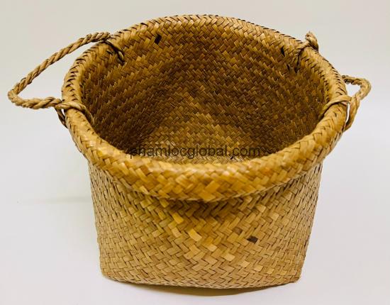 Plant Basket, Woven Seagrass Belly Baskets Indoor for Pot, Home Boho Decor, Storage Laundry Picnic Grocery Straw Bag